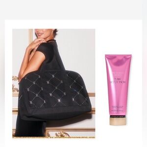 Victoria's Secret Black Tote and Pink Pure Seduction Lotion